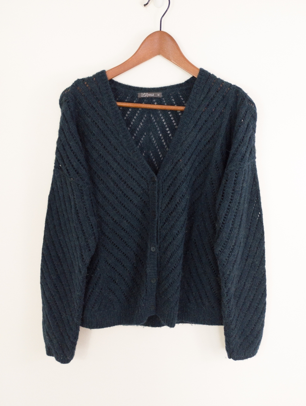 Nile Alpca Blend Textured V Neck Button Cardigan Size Medium